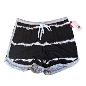 NWT Secret Treasures Womens Small 4-6 Sleep Shorts Black White Tie Dye Lounge